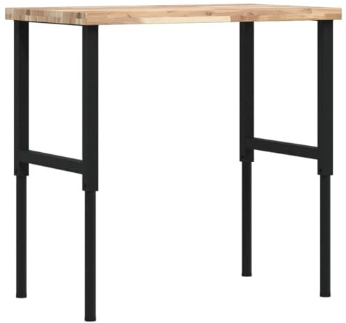 vidaXL Banco Lavoro 100x60x(73-99,5) cm Legno di Acacia Rettangolare, tavolo da lavoro, postazione da lavoro, banco da lavoro in metallo