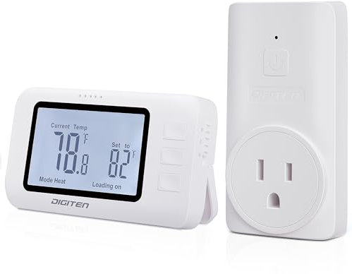 DIGITEN Wireless Thermostat WTC100 Pro Temperature Controller for Cooling & Heating, Remote Controlled Outlet, Easy-to-Use and Programmable Thermostats for Home,Greenhouse