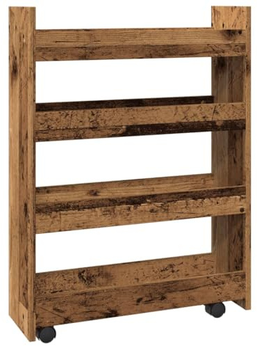 vidaXL Carrello Stretto a 4 Livelli Legno Antico in Truciolato