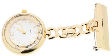 LIFKOME Modische Krankenschwesternuhr mit Brooch Design und Strasssteinen Langlebige Taschenuhr aus Legierung für Medizinische Fachkräfte im Alltag
