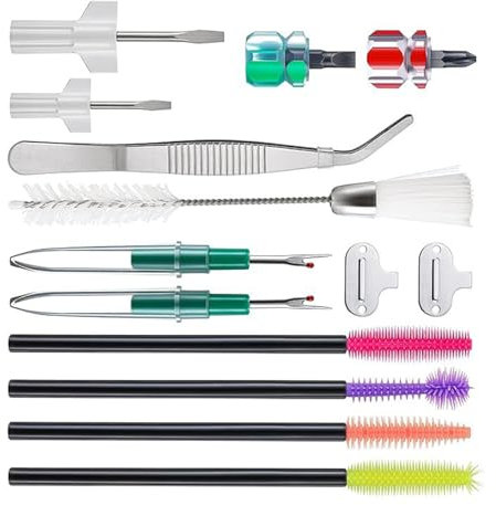 14Pcs Repair Machine Sewing Tool Includes Tweezer Double Headed Lint Brush Different Size Screwdrivers And Seam Unpicker