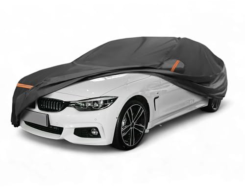 A ABSOPRO Copertura Auto per BMW 4er F30/F31 2013-2020 PEVA Cotone Spunlace Esterno Copertura Auto Completa Impermeabile Antivento Sole Pioggia Neve Protezione Cerniera Porta Passeggero Nero