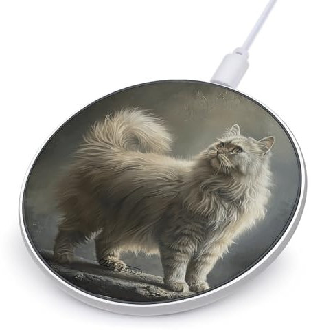 Chargeur de téléphone sans fil ultra fin universel, support rond gris imprimé 10 W pour téléphones portables avec fonction de charge sans fil