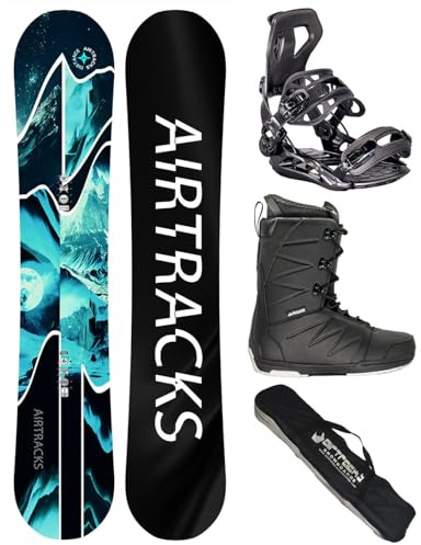 Airtracks Set de Snowboard para Hombre Snowboard Wide Distance Freestyle Freeride 160 - Fijación de Snowboard Master - Botas de Snowboard Star 41 - Bolsa de Snowboard