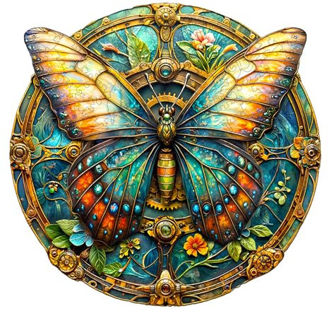 Individz Holzpuzzle für Erwachsene, Einzigartige Tierförmige Vintage-Schmetterling Wooden Puzzle, Geburtstagsgeschenk Weihnachtsgeschenke für Familie Freunde (L-34*33.1cm-300 Stück)