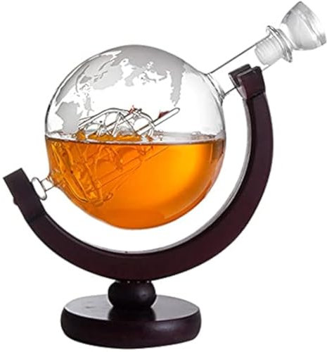 Decantador de globo de whisky de 850 ml, jarra de licor de globo de cristal, dispensador de whisky antiguo para licor, accesorios de bar para el hogar