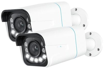 VEKELETE Telecamera di Sicurezza Poe Smart 4K 8MP Zoom 5X Audio bidirezionale Telecamera IP Rilevamento Persone/Veicoli Telecamere di sorveglianza Spotlight(2Pcs Cam)