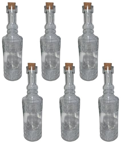 COSE DA CASA 6 Bottiglie in vetro 150 ml con tappo per liquori limoncello wisky decorazioni decoupage bomboniera bottigline olio sali minerali collezione
