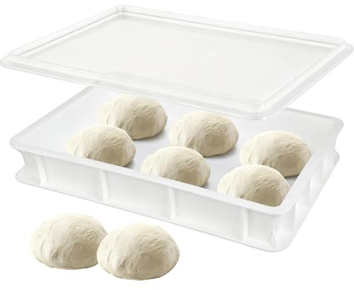 Windfromort Bac à Pâton Pizza - Boîte Fermentation Pizza - Boîte à Pain - Caisse Plastique avec Couvercle Alimentaire Empilable 40x30x10 cm pour Pâte Maison