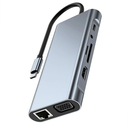 kwoifioy 11 In 1 USB C Hubs With 2Core Chip 4K HDTV Output RJ45 Ethernet Port For Ultrabooks And Type C Enableds Devices