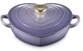 Le Creuset Enameled Cast Iron Traditional Shallow Heart Cocotte, 1.25 Qt., Provence Light Gold Heart Knob