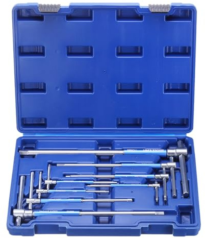 QUARKZMAN 8 Stück Gleitender T-Griff Innensechskantschlüssel Set 2mm-10mm | Metrisch, 3-Wege Freie Gleitende Griffhülsen, Mit Aufbewahrungskoffer, Für Hausreparatur
