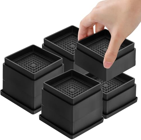 LYCXAMES Verstellbare Möbelerhöhung, 8 Stück Bett Erhöhung, Schwerlast Betterhöhung, 2.5cm, 5cm, 7.5cm, Stapelbar, Tischbein Verlängerung, Möbel Erhöhung
