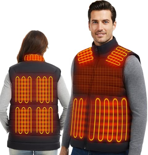 AMZYXH Heated Gilet, Heated Vest for Men and Women, 16000mAh Rechargeable Heated Jacket Waterproof for Winter Outdoor Work Hunting Camping Hiking Skiing, Gifts for Christmas