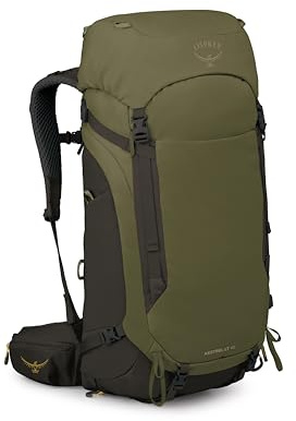 Osprey Kestrel LT 45L Men's Backpacking Backpack - Lightweight Hiking & Camping Bag with Waterproof Raincover, Moss Green