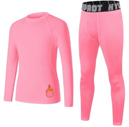 HYCOPROT Ensemble de sous-Vêtements Thermique pour Enfant Sport Respirants Thermiques Ensemble pour Ski et Football pour Garçon Séche Rapide Thermique Fonctionnels Set pour Hiver Running Randonnée