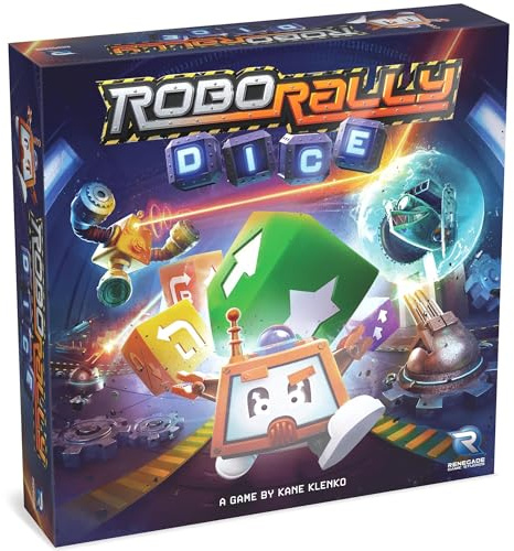 Renegade Game Studios Robo Rally Board Game - Dice Robot Racing Strategy | Standalone fast-paced racing game for 2-4 players, ages 14+. Program robots with dice and navigate factory obstacles