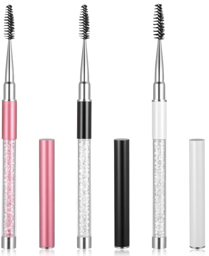 3 Pcs Eyelash Brush Lash Spoolie with Cap Mascara Wands Eye Brow Brush Reusable Travel Portable Cosmetic Brushes Make up Accessories for Eyelash Extensions Eyebrows Women