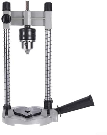 Besttoolifes Soporte de taladro angular ajustable para taladro eléctrico, soporte de guía de perforación vertical de 90 grados con base de aleación de aluminio, perforación de tuberías y madera