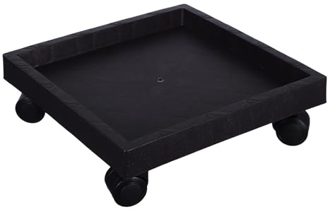 NUOBESTY Supporto per Piante Quadrato Ruote in Metallo, Vassoio Portavasi Mobile per Interni ed Esterni, Base Robusta per Vasi Grandi, Carrello Porta Fiori Rulli per Giardino