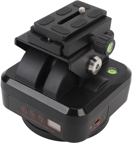 Asixxsix Motorized Tripod Head, 2.4G Remote Control 360 Degree Rotation 2.2kg Load Capacity Remote Control Pan Tilt Head, Motorized Panoramic Tripod with Phone Clamp/Holder for DSLR Cameras