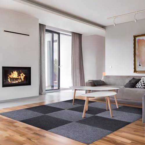 LALAFINA Piastrelle Adesive per Moquette 30x30 Cm Set 30 Pezzi Antiscivolo in Poliestere per Pavimenti Interni Casa Ufficio Pavimento Imbottito Resistente All’usura e Facile da Assemblare
