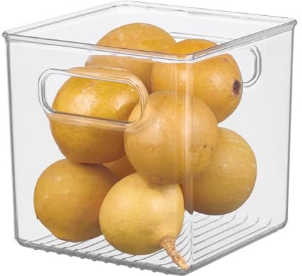 iDesign Cabinet/Kitchen Binz Caja organizadora, organizador de cocina mediano en plástico, cajón para frigorífico, transparente