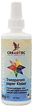 CREARTEC transparent papperslim – lim perfekt för limning utan självhäftande spår – 100 g – tillverkad i Tyskland