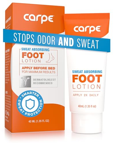 Carpe Sweat Absorbing Foot Lotion, A dermatologist-recommended solution to stop sweaty, smelly feet, Helps prevent blisters, Great for hyperhidrosis