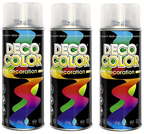 Deco Color 3er Sparpack DC Lackspray glänzend 400ml nach RAL freie Farbauswahl (3 Dosen in klarlack glanz)