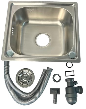 Oypla Brushed Stainless Steel Top Mount Kitchen Bowl Sink - Includes Full Plumbing Kit