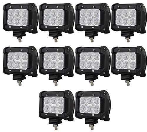 AUXTINGS 10 Stück 10,2 cm 18W Flood LED-Arbeitsleuchte Bar Driving Lampe 12V 24V 1440 LM 6000K für Off Road Auto Kabine Boot SUV Car ATV Fahrzeuge Marin