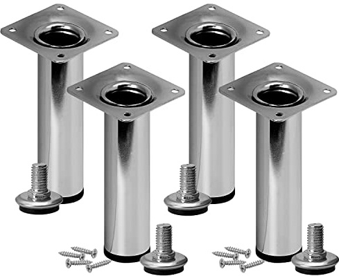 Stahlia Möbelfüße verstellbar (4er Set) Chrom Glanz 18cm Höhe belastbar bis 50kg Sofafüße Schrankfüße Möbelbeine höhenverstellbare Füße Metallbeine