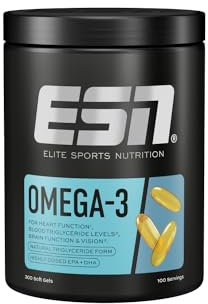 ESN Omega-3, 300 Kapseln, hochdosiertes EPA & DHA, 1200 mg EPA & 900 mg DHA pro Portion - made in Germany