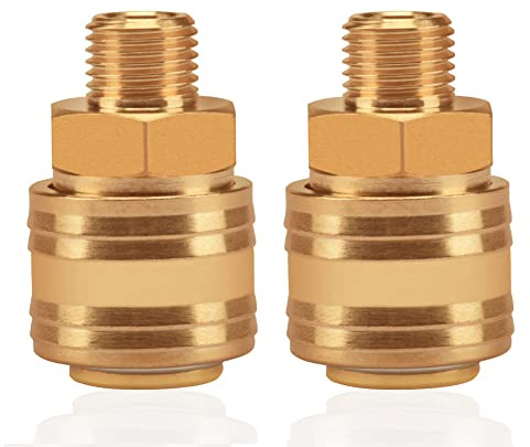2stk Druckluftkupplung Innenstecker 1/4 Außengewinde Messing AG 1/4 Zoll Kupplungsstecker Kupplungsdose Schlauchstecker Ventilsteckdose Gewindestecker