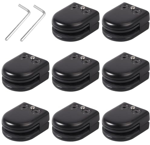 Neoteck Glass Clamp 8PCS Stainless Steel 304 for Handrail Balustrade Staircase (Black, 8-10mm Semicircle)