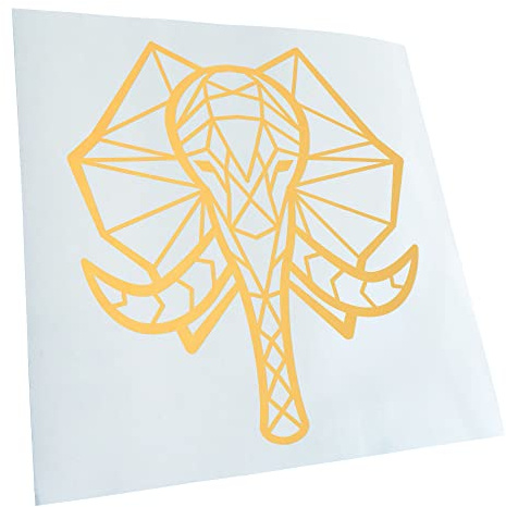 Kiwistar - Autocollant - éléphant trompe polygone - chromee doré - G24 - Pour voitures, vélos, véhicules, motos, cyclomoteurs, tuning, vitres arrière