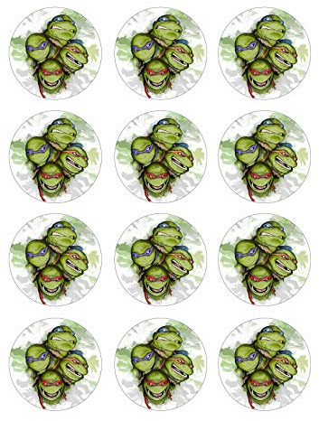 12 Muffinaufleger ca. 6 cm zum selbst ausschneiden, Cupcakes Muffinsbild Geburtstag Motiv: Turtles, Fondant 0762x