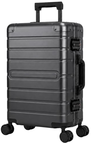 Travelhouse® Oslo Handgepäck Koffer Trolleys ohne Reißverschluss Grau 39L | 100% Aluminium Hartschalenkoffer Reisekoffer, Alu Rahmen, 8 Spinner Rollen, TSA Schloss, 55 x 36 x 20 cm