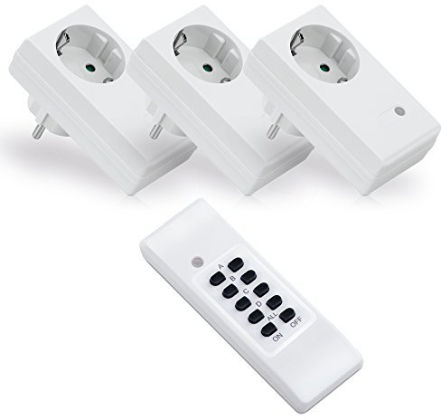 conecto [Nouveau] ® Kit de Prises Radio-commandées 2X Prise Radio-commandée et 1x télécommande, 1100 Watt, Blanc