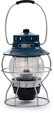 Barebones Railroad Lantern – Vintage LED-Laterne mit Wiederaufladbarem Akku – Außenleuchte mit Einstellbarer Helligkeit für Campingausrüstung, Garten und Heimdekoration (Ozeanblau)
