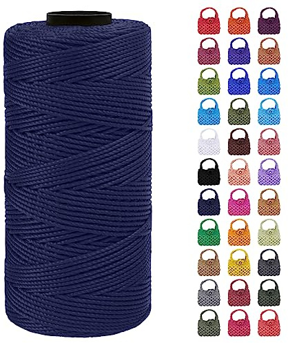 LEREATI Macrame Cuerda 1.5mm x 200m, Hilo Macrame 1.5mm 3 Capas Cordel, Cordón para Macramé Manualidades, DIY Bolsa, Colgante, Decoracion Paredes (Azul Oscuro)