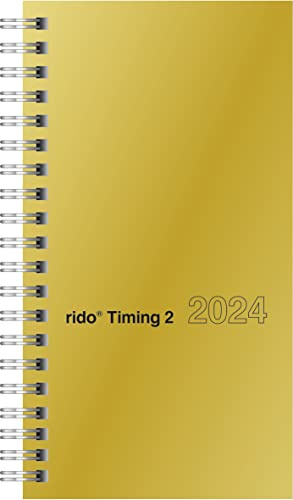 rido/idé Wochenkalender Modell Timing 2 2024 2 Seiten = 1 Woche Blattgröße 9,3 x 17,2 cm goldfarben