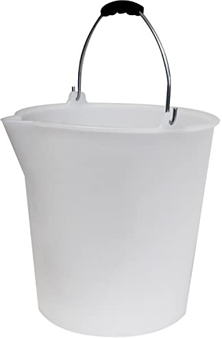 Eimer mit Ausguss Metall-Henkel 12L weiß LDPE-Kunststoff Skala Küche Bad