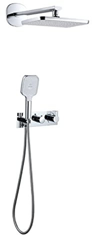 DERBUT Unterputz-Duschsystem, Duschmischbatterien, Wandmontage, ABS-Kopfbrause, Chrom