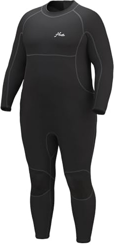 Hevto Men Wetsuits Plus Size 3/2mm Neoprene Back Zip Wet Suit Swimming Keep Warm in Cold Water (MP01-Black, 50)