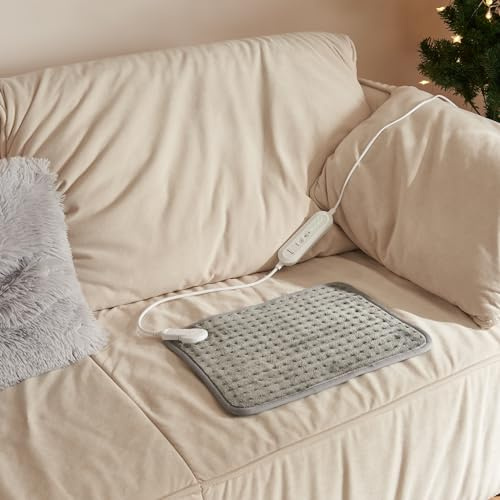 [en.casa] Elektrisches Heizkissen Bella mit 4 Heizstufen Wärmekissen 40x30 cm Heizpad 80W Überhitzungsschutz Abschaltautomatik Matte für Rücken, Nacken, Bauch