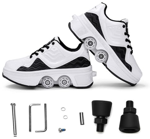Chaussures à roulettes télescopiques Patins à roulettes pour Adultes et Enfants Chaussures de Marche avec Roues pour Hommes et Femmes intérieur et extérieur