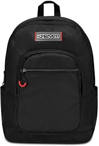 Seven Zaino Scuola Freethink, Nero, Unisex, Zaino Doppio Scomparto Con Supporto USB, Tasca Porta PC o Tablet e Tasca Porta Borraccia, Zaino Medie e Superiori