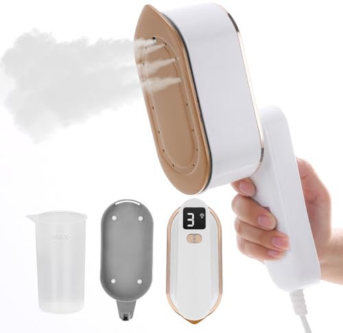 Duqifo - Vaporizador de viaje portátil para ropa, mini vaporizador de mano para ropa, plancha de vapor para ropa, calentamiento rápido de 9 segundos, plancha de vapor 2 en 1 de 1300 W con pantalla LCD